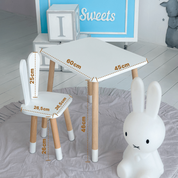 Kinderstuhl weiß Holzstuhl für Schreibtisch und Kinderzimmer – Bild 4