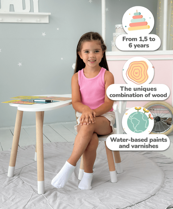 Kinderschreibtisch – weißer Holztisch für das Kinderzimmer, Kinderholzmöbel – Bild 9