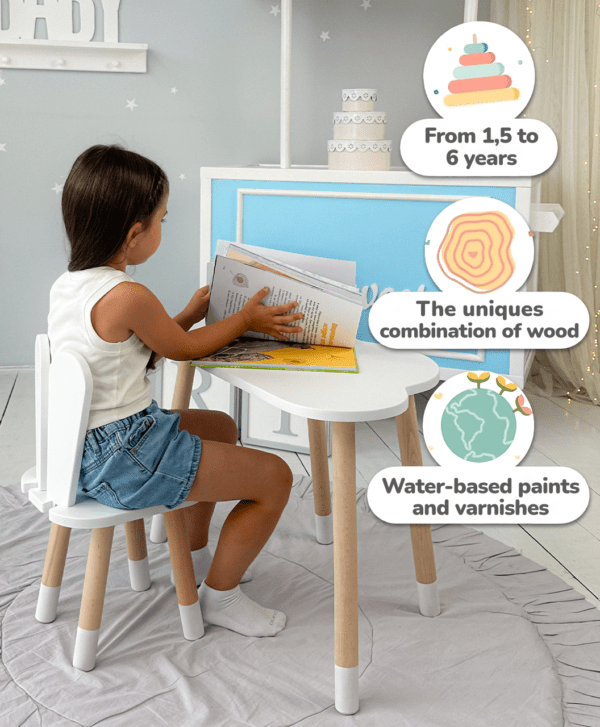 Kinderstuhl weiß Holzstuhl für Schreibtisch und Kinderzimmer – Bild 8