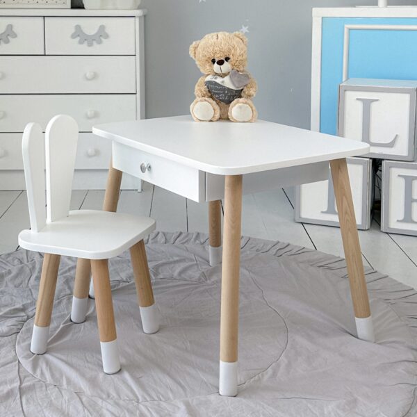 Kinderstuhl weiß Holzstuhl für Schreibtisch und Kinderzimmer – Bild 7