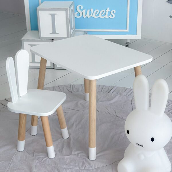 Kinderstuhl weiß Holzstuhl für Schreibtisch und Kinderzimmer – Bild 10