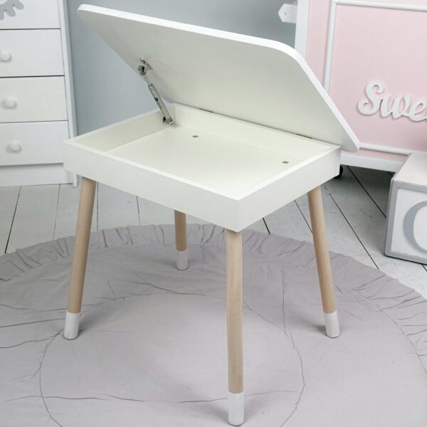 Weißer Kinderschreibtisch aus Holz mit Schublade – Lern- und Spieltisch, Geschenk für Kinder – Bild 2