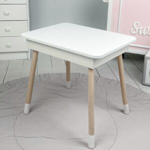 Weißer Kinderschreibtisch aus Holz mit Schublade – Lern- und Spieltisch, Geschenk für Kinder
