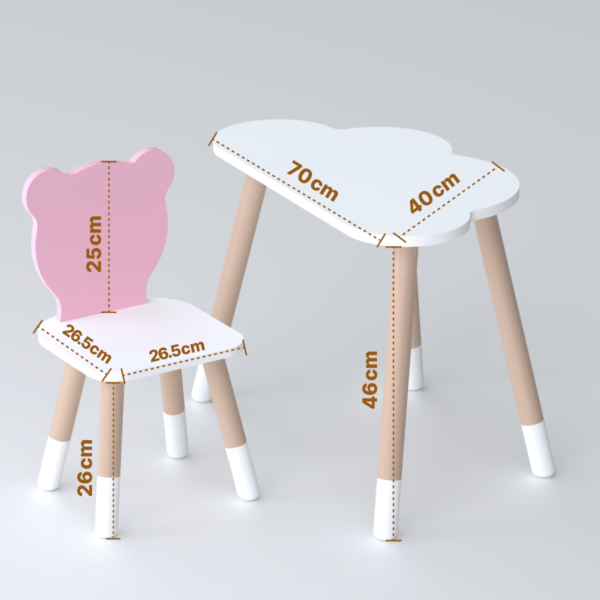 Weißer Kindertisch und rosa Kinderstuhl – Geschenkset für Kinder – Bild 3