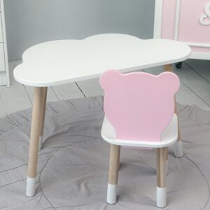 Weißer Kindertisch und rosa Kinderstuhl – Geschenkset für Kinder