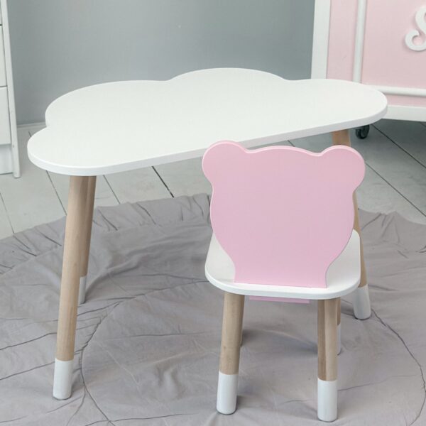 Weißer Kindertisch und rosa Kinderstuhl – Geschenkset für Kinder