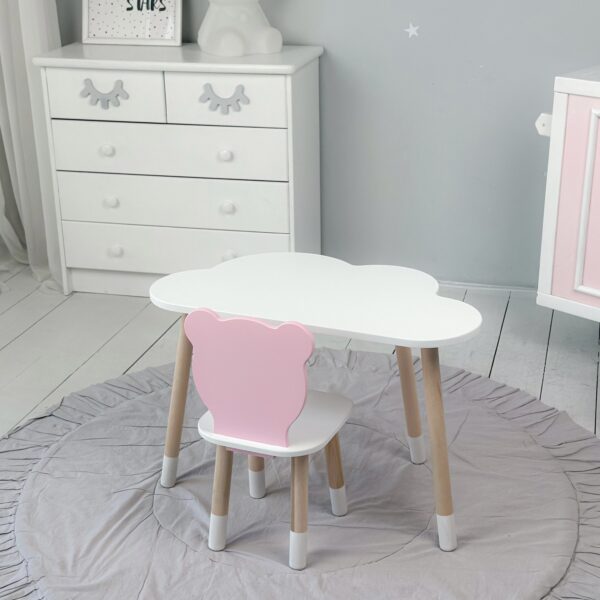 Weißer Kindertisch und rosa Kinderstuhl – Geschenkset für Kinder – Bild 5