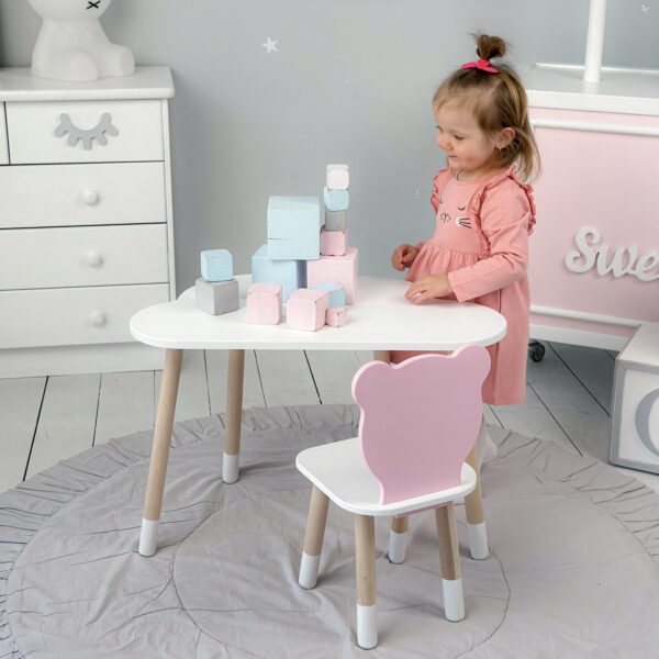 Weißer Kindertisch und rosa Kinderstuhl – Geschenkset für Kinder – Bild 6