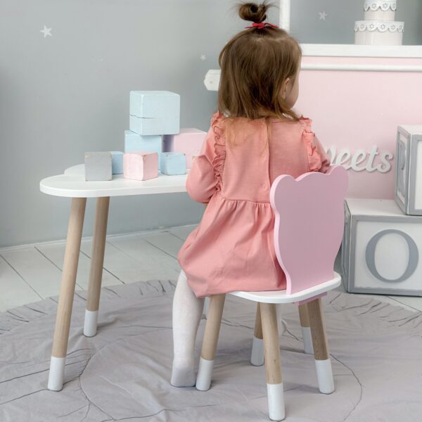 Weißer Kindertisch und rosa Kinderstuhl – Geschenkset für Kinder – Bild 4