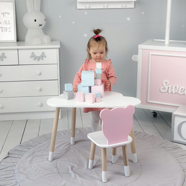 Weißer Kindertisch und rosa Kinderstuhl – Geschenkset für Kinder – Bild 2