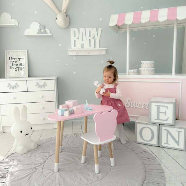 Kindertisch und rosa Kinderstuhl – Möbel-Set als Geschenk für Kleinkinder – Bild 6