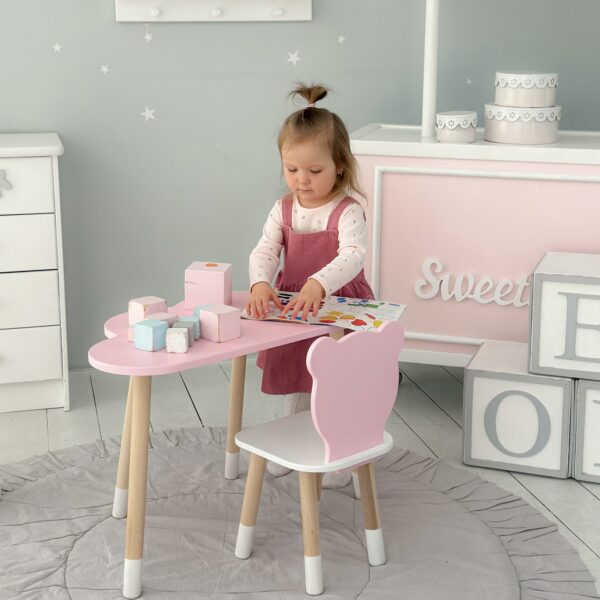 Kindertisch und rosa Kinderstuhl – Möbel-Set als Geschenk für Kleinkinder – Bild 2